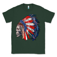 Sports Green american indian headdress with skull Classic Tee - RanaPortraitStore