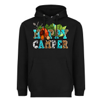 Black happy camper with trees and map Heavyweight Hoodie - AdoDesignShop