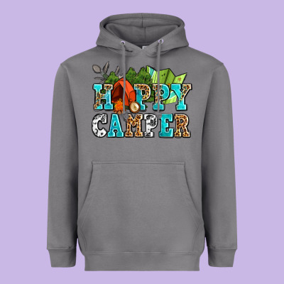 Happy Camper With Trees And Map Heavyweight Hoodie Designed By Adodesignshop