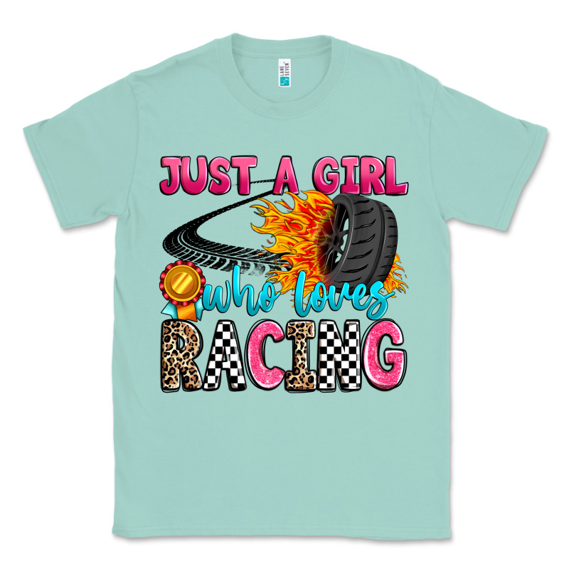 Just A Girl Who Loves Racing Classic Tee by Zillion Design Studio | Teevron