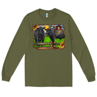 Army Green black angus cattle and bull in barnyard Long Sleeve Tee - RanaPortraitStore