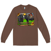 Chestnut black angus cattle and bull in barnyard Long Sleeve Tee - RanaPortraitStore