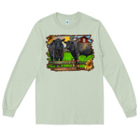 Matcha black angus cattle and bull in barnyard Long Sleeve Tee - RanaPortraitStore