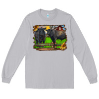 Moon Dust black angus cattle and bull in barnyard Long Sleeve Tee - RanaPortraitStore