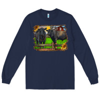 Navy black angus cattle and bull in barnyard Long Sleeve Tee - RanaPortraitStore
