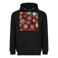 Black christmas snow crystals with plaid seamless pattern Heavyweight Hoodie - BundleAndBundleShop