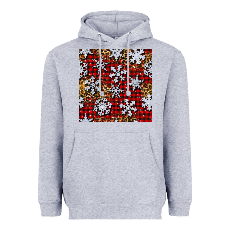 Christmas Snow Crystals With Plaid Seamless Pattern Heavyweight Hoodie by BundleAndBundleShop | Teevron