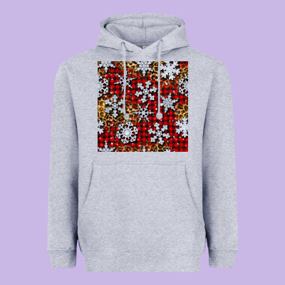 Christmas Snow Crystals With Plaid Seamless Pattern Heavyweight Hoodie Designed By Bundleandbundleshop