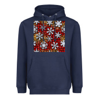 Navy christmas snow crystals with plaid seamless pattern Heavyweight Hoodie - BundleAndBundleShop