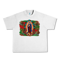 Lunar Rock Mexican Flag Lady Of Guadalupe Distressed Backgrou Urban Heavy Tee - RanaPortraitStore