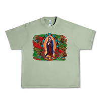Oil Green Mexican Flag Lady Of Guadalupe Distressed Backgrou Urban Heavy Tee - RanaPortraitStore
