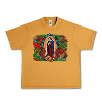 Peanut Butter Mexican Flag Lady Of Guadalupe Distressed Backgrou Urban Heavy Tee - RanaPortraitStore
