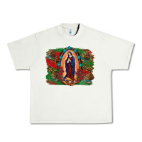 Pistachio Mexican Flag Lady Of Guadalupe Distressed Backgrou Urban Heavy Tee - RanaPortraitStore