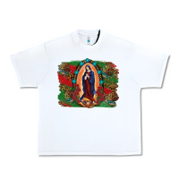 White Mexican Flag Lady Of Guadalupe Distressed Backgrou Urban Heavy Tee - RanaPortraitStore