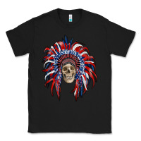 Black american flag indian headdress with skull Classic Tee - RanaPortraitStore