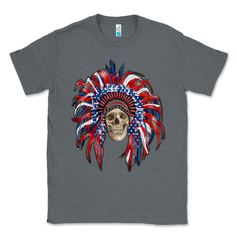 American Flag Indian Headdress With Skull Classic Tee by RanaPortraitStore | Teevron