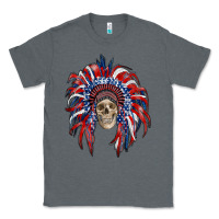 Charcoal Heather american flag indian headdress with skull Classic Tee - RanaPortraitStore