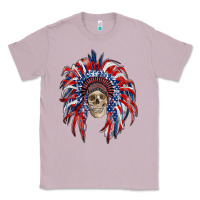 Lilac american flag indian headdress with skull Classic Tee - RanaPortraitStore