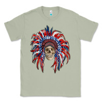 Matcha american flag indian headdress with skull Classic Tee - RanaPortraitStore