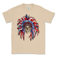 Mushroom american flag indian headdress with skull Classic Tee - RanaPortraitStore