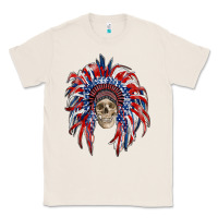 Natural american flag indian headdress with skull Classic Tee - RanaPortraitStore