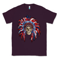Plum american flag indian headdress with skull Classic Tee - RanaPortraitStore