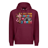 Burgundy a lot can happen in 3 days Premium Hoodie - MaliasSmallBusiness