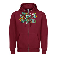 Burgundy school nurse Zipper Hoodie - CowhideDigitalArt