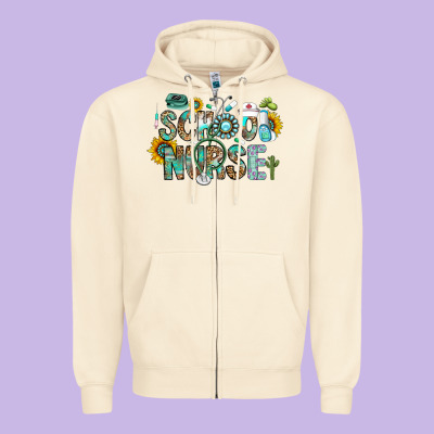 School Nurse Zipper Hoodie Designed By Cowhidedigitalart