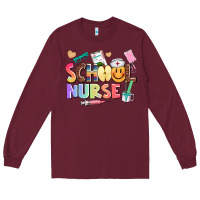 Burgundy school nurse Long Sleeve Tee - AdoDesignShop