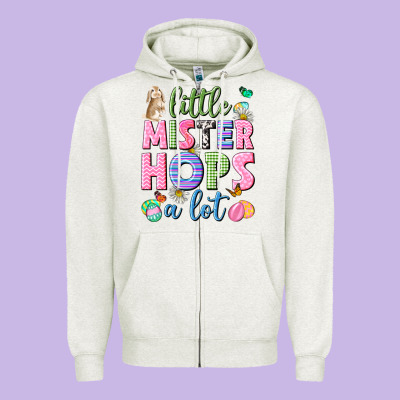 Little Mister Hops A Lot Easter Zipper Hoodie Designed By Neo Western