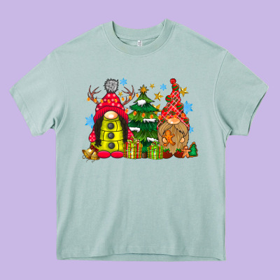 Gnome Christmas Heavy Core Tee Designed By Cowhidedigitalart