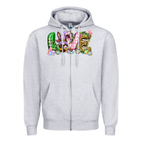 Heather Grey Love Easter gnome Easter Day Zipper Hoodie - CowGirlArtShop
