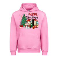 Fuchsia Pink merry christmas camper Urban Hoodie - MaliasSmallBusiness