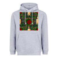 Heather Grey christmas candle and ornaments seamless pattern Heavyweight Hoodie - BundleAndBundleShop