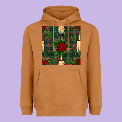Christmas Candle And Ornaments Seamless Pattern Heavyweight Hoodie Designed By Bundleandbundleshop