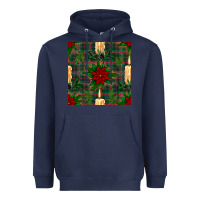 Navy christmas candle and ornaments seamless pattern Heavyweight Hoodie - BundleAndBundleShop