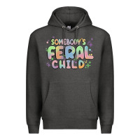 Charcoal Heather somebody's feral child Premium Hoodie - MaliasSmallBusiness