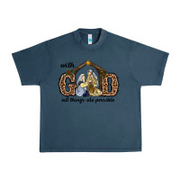 Midnight Navy With God All Things Are Possible Urban Heavy Tee - RanaPortraitStore