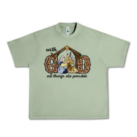 Oil Green With God All Things Are Possible Urban Heavy Tee - RanaPortraitStore