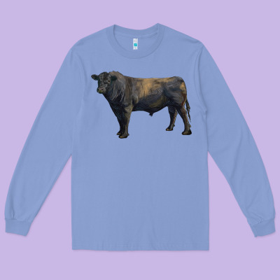 Black Angus Bull Long Sleeve Tee Designed By Ranaportraitstore