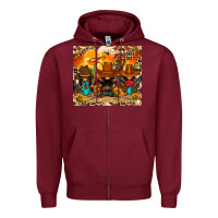 Burgundy western gnomies Zipper Hoodie - FaDigitalArtStudio