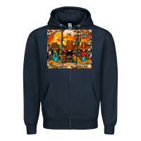 Navy western gnomies Zipper Hoodie - FaDigitalArtStudio