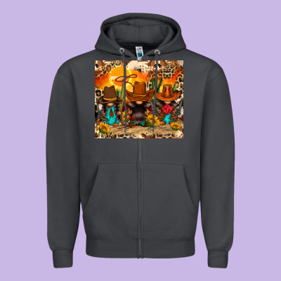 Western Gnomies Zipper Hoodie Designed By Fadigitalartstudio