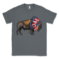 Charcoal Heather american bison with indian headdress Classic Tee - RanaPortraitStore