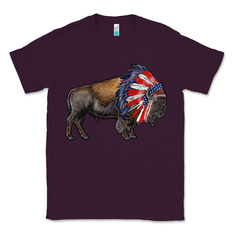 American Bison With Indian Headdress Classic Tee by RanaPortraitStore | Teevron