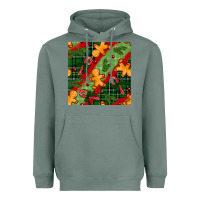 Sage christmas gingerbread man and candy cane seamless pattern Heavyweight Hoodie - BundleAndBundleShop