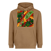 Christmas Gingerbread Man And Candy Cane Seamless Pattern Heavyweight Hoodie | Teevron