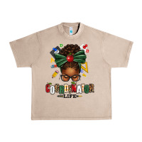 French Oak educational coordinator life afro messy bun Urban Heavy Tee - texasbilliewilder