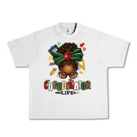 Educational Coordinator Life Afro Messy Bun Urban Heavy Tee | Teevron